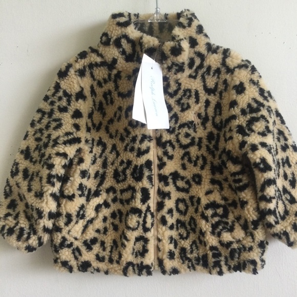 RALPH LAUREN TODDLER GIRL OCELOT SHERPA FULL ZIP JACKET SIZE 12 MONTHS NWT - Picture 3 of 15